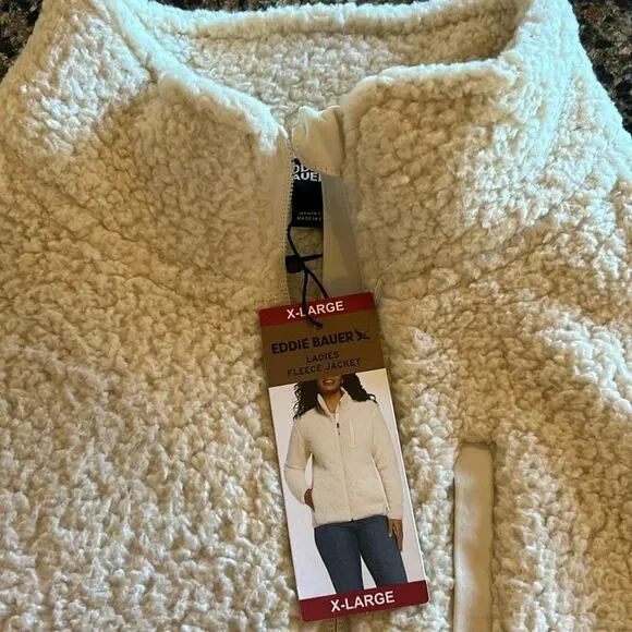 NEW Eddie Bauer Ivory Fleece Jacket - Picture 3 of 8